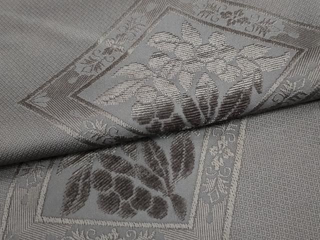 平和屋着物●訪問着　ビロード　菱花唐草文　紫鼠色　正絹　逸品　CABO0053yc