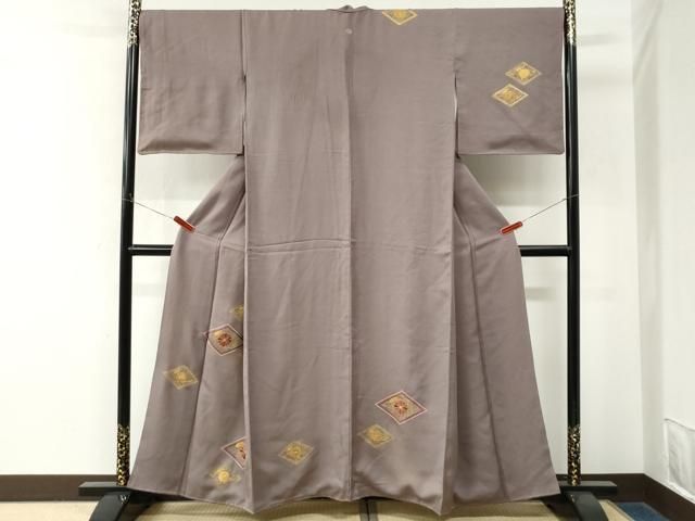 平和屋着物●訪問着　駒刺繍　菱菊唐草文　金彩　正絹　逸品　CABO0059yc