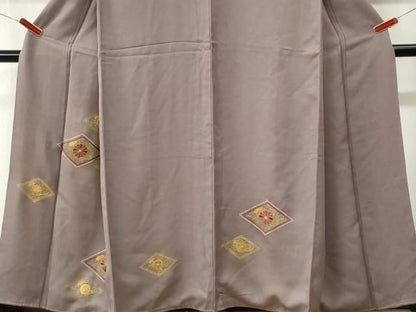 平和屋着物●訪問着　駒刺繍　菱菊唐草文　金彩　正絹　逸品　CABO0059yc