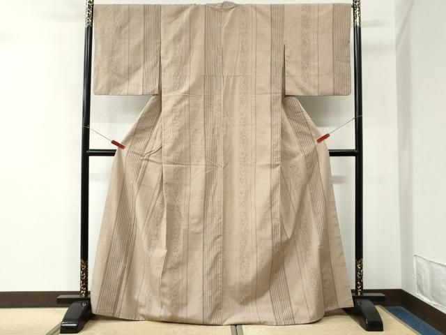 平和屋着物●結城紬　100亀甲　花間道　正絹　逸品　CABO0064yc