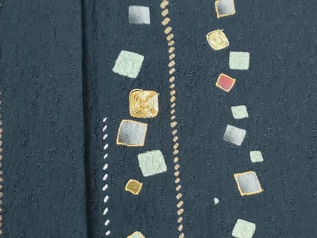 平和屋着物●訪問着　駒刺繍　霰文　金彩　正絹　逸品　CABO0069yc
