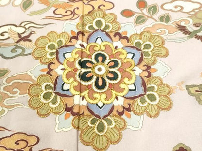 平和屋着物●豪華色留袖　駒刺繍　鳳凰花唐草文　金彩　正絹　逸品　CABO0095yc