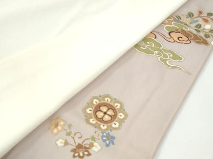 平和屋着物●豪華色留袖　駒刺繍　鳳凰花唐草文　金彩　正絹　逸品　CABO0095yc