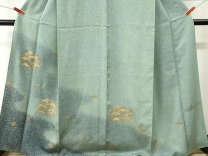 平和屋着物●訪問着　枝垂れ花松文　暈し染め　金通し地　正絹　逸品　CABO0100yc