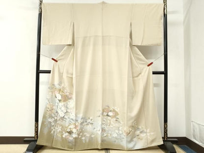平和屋着物●豪華色留袖　友禅　駒刺繍　地紙雪輪花車文　暈し染め　金彩　正絹　逸品　未使用　CABO0107yc