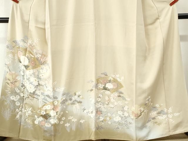 平和屋着物●豪華色留袖　友禅　駒刺繍　地紙雪輪花車文　暈し染め　金彩　正絹　逸品　未使用　CABO0107yc
