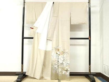 平和屋着物●豪華色留袖　友禅　駒刺繍　地紙雪輪花車文　暈し染め　金彩　正絹　逸品　未使用　CABO0107yc