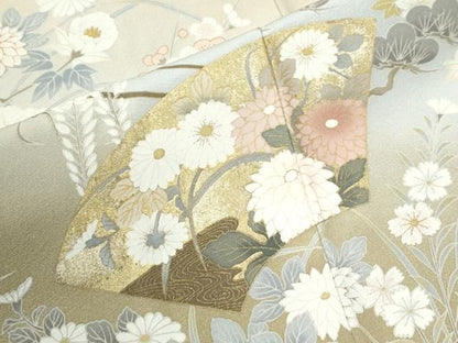 平和屋着物●豪華色留袖　友禅　駒刺繍　地紙雪輪花車文　暈し染め　金彩　正絹　逸品　未使用　CABO0107yc