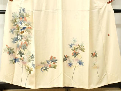 平和屋着物●訪問着　友禅　作家物　休み鳥枝花文　暈し染め　正絹　逸品　CABO0110yc