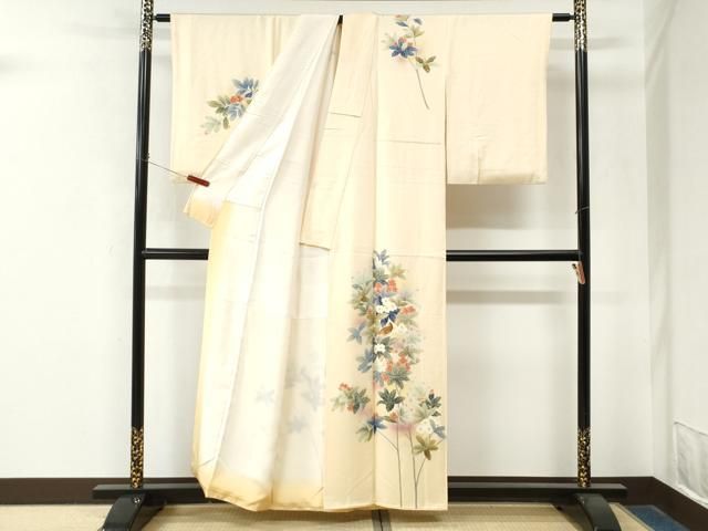 平和屋着物●訪問着　友禅　作家物　休み鳥枝花文　暈し染め　正絹　逸品　CABO0110yc