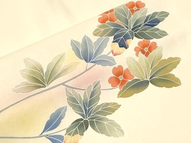 平和屋着物●訪問着　友禅　作家物　休み鳥枝花文　暈し染め　正絹　逸品　CABO0110yc