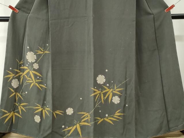 平和屋着物●訪問着　雪輪枝笹文　鬼しぼ縮緬　正絹　逸品　CABO0121yc