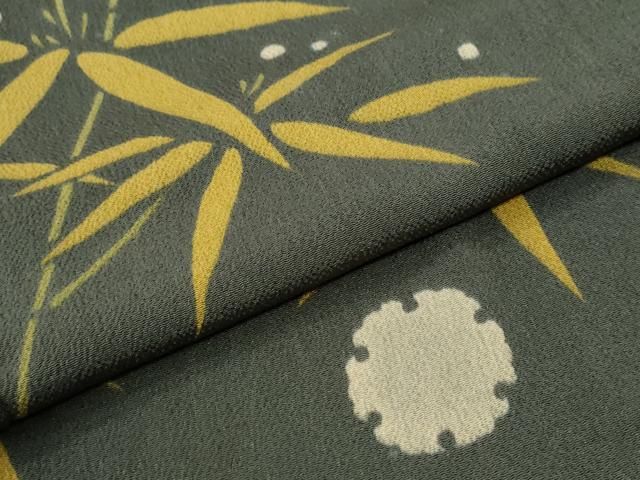 平和屋着物●訪問着　雪輪枝笹文　鬼しぼ縮緬　正絹　逸品　CABO0121yc