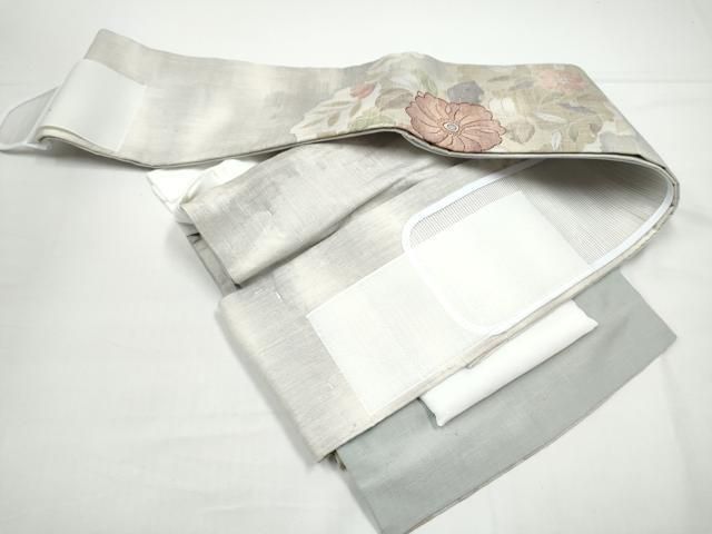 平和屋着物●ワンタッチつけ帯　紬地　舞花文　正絹　逸品　CABO1608hy