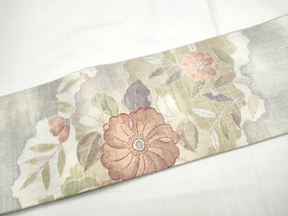 平和屋着物●ワンタッチつけ帯　紬地　舞花文　正絹　逸品　CABO1608hy