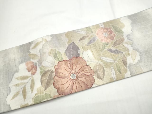 平和屋着物●ワンタッチつけ帯　紬地　舞花文　正絹　逸品　CABO1608hy