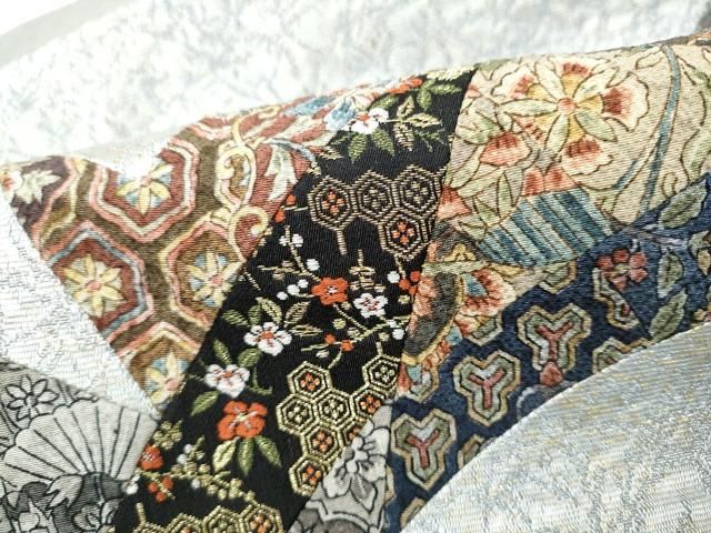 平和屋着物●つけ帯　切嵌　草花文　金通し地　正絹　逸品　CABO1610hy