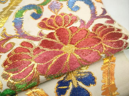 平和屋着物●西陣　環美術織物　六通柄　本袋帯　立涌菊文　金糸　正絹　逸品　CABO1624hy