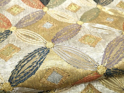 平和屋着物●西陣　まいづる謹製　太鼓柄袋帯　駒刺繍　七宝文　金銀糸　証紙付き　正絹　逸品　CABO1627hy