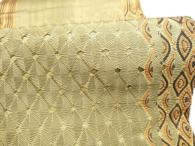 平和屋着物●ひなや工房　くむ・あむ・おる　伊豆蔵明彦　唐組　両面　太鼓柄袋帯　幾何学文様　金糸　正絹　逸品　CABO1628hy