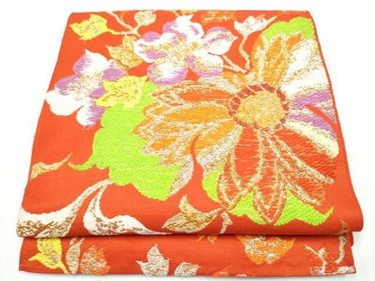 平和屋着物●六通柄　本袋帯　花唐草文　金糸　正絹　逸品　CABO1630hy