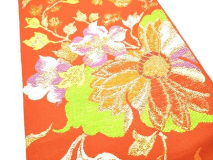 平和屋着物●六通柄　本袋帯　花唐草文　金糸　正絹　逸品　CABO1630hy