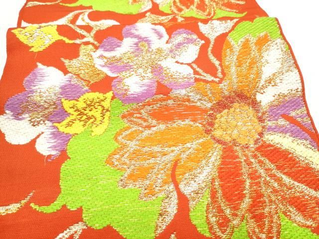 平和屋着物●六通柄　本袋帯　花唐草文　金糸　正絹　逸品　CABO1630hy