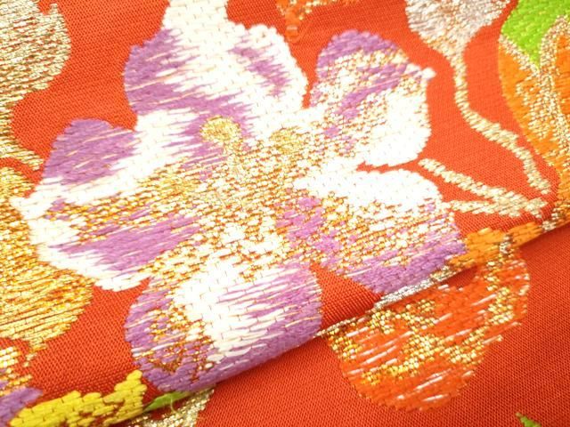 平和屋着物●六通柄　本袋帯　花唐草文　金糸　正絹　逸品　CABO1630hy