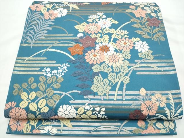 平和屋着物●六通柄袋帯　唐織　能衣秋草霞文　金糸　正絹　逸品　CABO1632hy