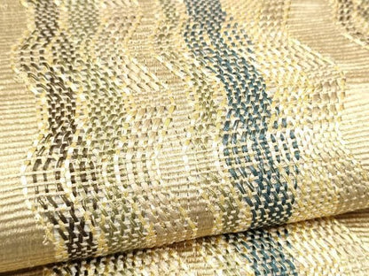 平和屋着物●ひなや工房　くむ・あむ・おる　伊豆蔵明彦　唐組　太鼓柄袋帯　よろけ縞　金糸　正絹　逸品　CABO1635hy