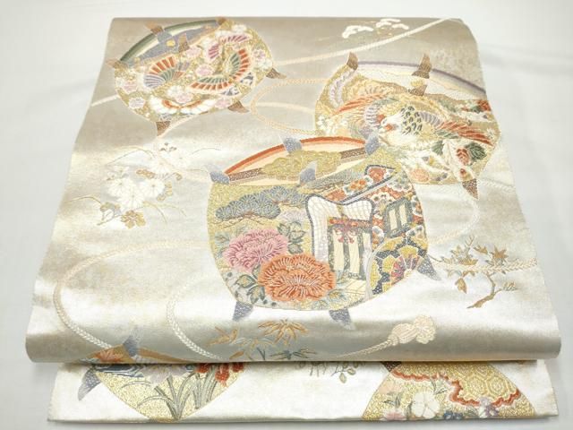平和屋着物●西陣　長嶋成織物　ながしま帯　六通柄袋帯　匠の華　瀞銀錦　正絹　逸品　CABO1636hy