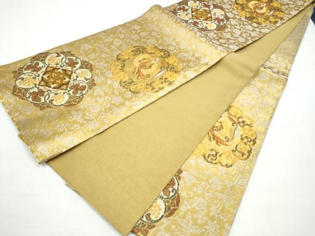 平和屋着物●六通柄袋帯　宮廷貝紫　鳳凰唐草文　金銀糸　正絹　逸品　CABO1640hy