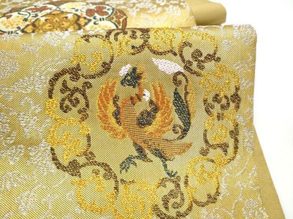 平和屋着物●六通柄袋帯　宮廷貝紫　鳳凰唐草文　金銀糸　正絹　逸品　CABO1640hy