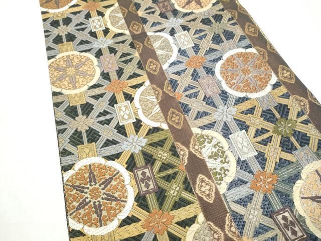平和屋着物●本佐賀錦　六通柄袋帯　能衣唐織　天井花文　金糸　正絹　逸品　CABO1641hy