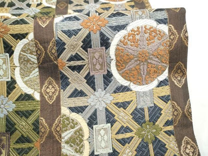 平和屋着物●本佐賀錦　六通柄袋帯　能衣唐織　天井花文　金糸　正絹　逸品　CABO1641hy