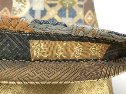 平和屋着物●本佐賀錦　六通柄袋帯　能衣唐織　天井花文　金糸　正絹　逸品　CABO1641hy
