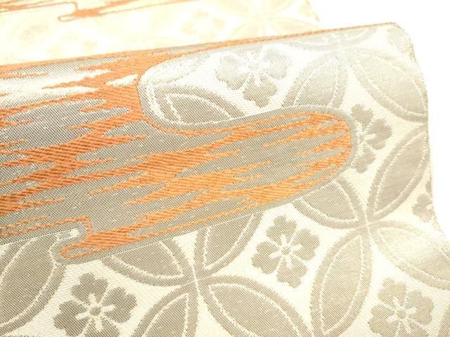 平和屋着物●西陣　川島織物　六通柄　本袋帯　エ霞七宝花文　金糸　正絹　逸品　CABO1644hy