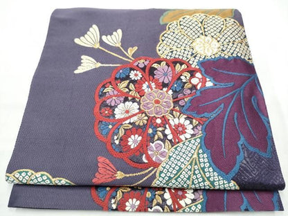平和屋着物●六通柄袋帯　唐織　草花文　金糸　正絹　逸品　CABO1650hy
