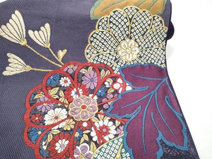 平和屋着物●六通柄袋帯　唐織　草花文　金糸　正絹　逸品　CABO1650hy