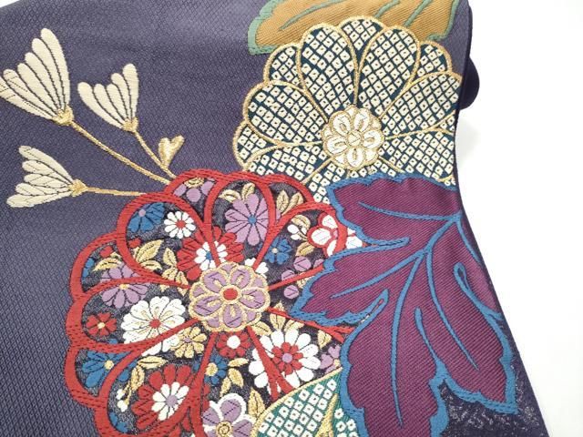 平和屋着物●六通柄袋帯　唐織　草花文　金糸　正絹　逸品　CABO1650hy
