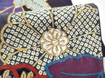 平和屋着物●六通柄袋帯　唐織　草花文　金糸　正絹　逸品　CABO1650hy