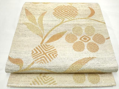 平和屋着物●六通柄袋帯　花唐草文　金糸　正絹　逸品　CABO1651hy