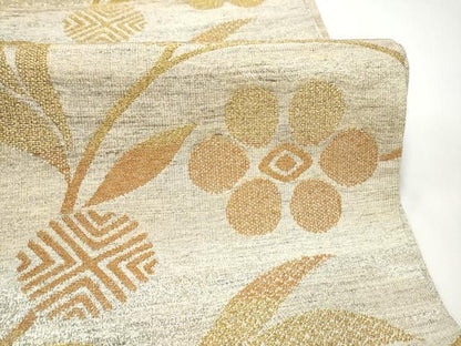 平和屋着物●六通柄袋帯　花唐草文　金糸　正絹　逸品　CABO1651hy