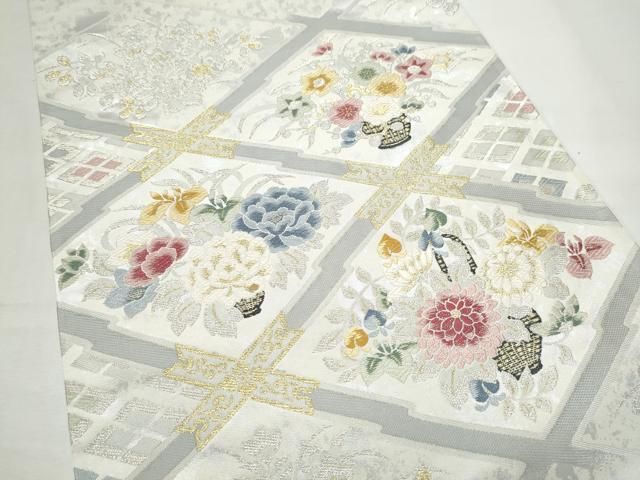 平和屋着物●六通柄袋帯　唐織　菱花文　金銀糸　正絹　逸品　CABO1652hy