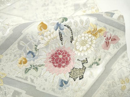 平和屋着物●六通柄袋帯　唐織　菱花文　金銀糸　正絹　逸品　CABO1652hy