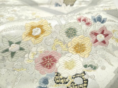 平和屋着物●六通柄袋帯　唐織　菱花文　金銀糸　正絹　逸品　CABO1652hy