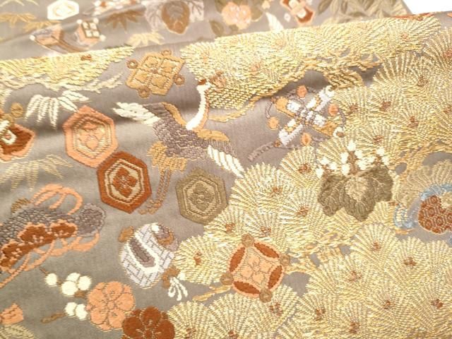 平和屋着物●織文意匠 鈴木　六通柄袋帯　唐織　松葉宝尽くし　金糸　正絹　逸品　CABO1659hy