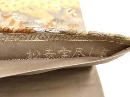 平和屋着物●織文意匠 鈴木　六通柄袋帯　唐織　松葉宝尽くし　金糸　正絹　逸品　CABO1659hy