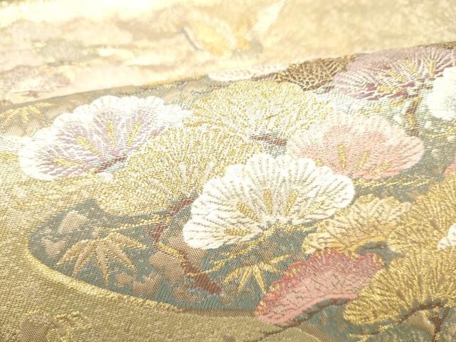 平和屋着物●西陣　長嶋成織物　ながしま帯　六通柄袋帯　松寿瑞祥文　金糸　正絹　逸品　CABO1661hy