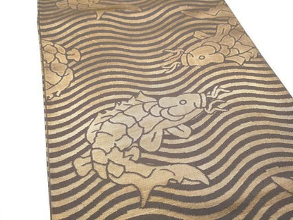 平和屋着物●織物一筋名門　織悦　全通柄　本袋帯　荒磯　金糸　正絹　逸品　CABO1666hy